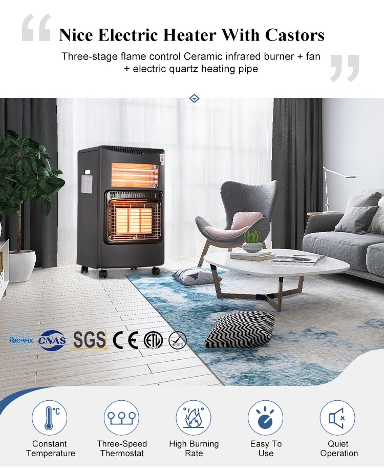 Practical Folding Electric and Mobile Gas Heater Free Floor Living Room Ceramic Indoor Gas Heater for Home